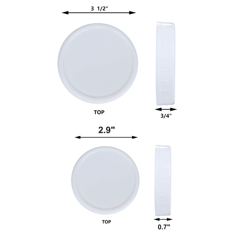 STARUBY 16Pcs Plastic 8 Regular Mouth Lids and 8 Wide Mouth Plastic Storage Caps for Mason Jars, White - Image 3